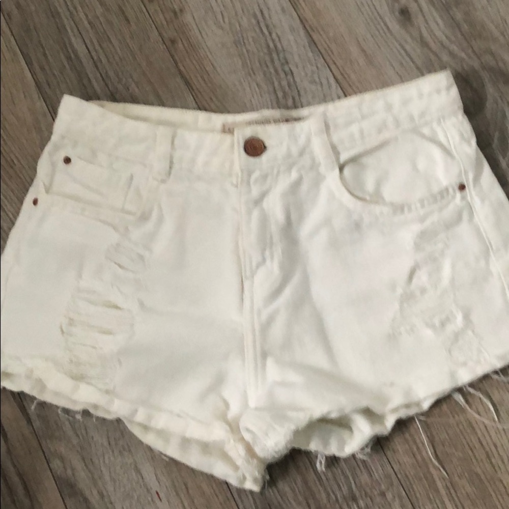 Zara white denim shorts